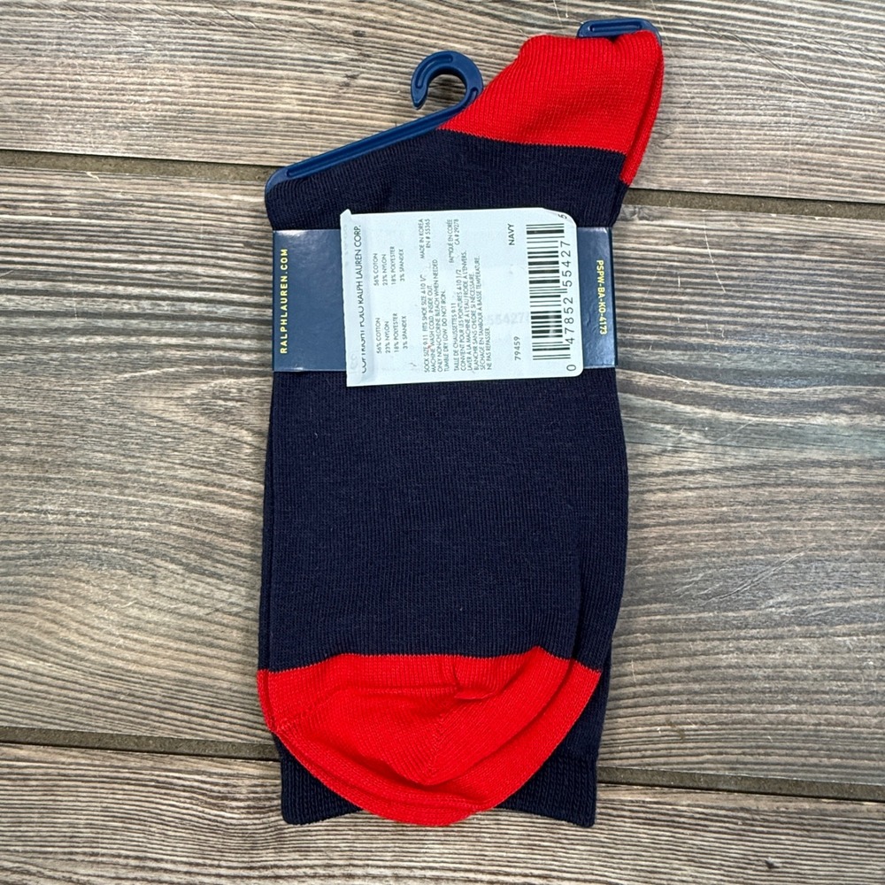 Polo Ralph Lauren Womens Size 9-11 Polo Bear Crew Socks Navy Red Winter NWT - Picture 7 of 9